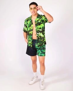 Liquid Toxin Men's Shorts -I Hear Raves Liquid Toxin Men s Camp Shirt BLK NEONGRN Full 9562be54 53b2 4379 942f b096d9326051