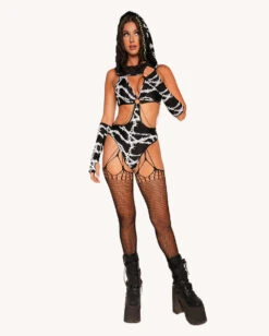 Live Wire Reflective Bodysuit With Sleeves 13 Live Wire Reflective Bodysuit With Sleeves -I Hear Raves Live Wire Reflective Bodysuit with Sleeves Full