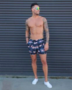 Lost In Paradise Flamingo Shorts -I Hear Raves Lost in Paradise Flamingo Shorts Full