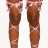Love Me Knot Bow Pair Mini Leg Wraps -I Hear Raves Love Me Knot Bow Wrap Pair Leg Garters Pink Front 63c7041e e10d 43e6 9304 57ec4b739837