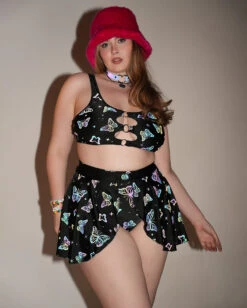 Lucid Flight Rainbow Reflective Skirt -I Hear Raves Lucid Flight Rainbow Reflective Top C1 Lifestyle 1