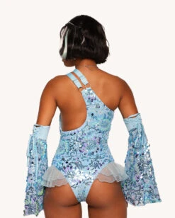 Magic Tricks Sequin Floral Bodysuit With Sleeves -I Hear Raves Magic Tricks Sequin Floral Bodysuit with Sleeves Back