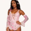 Magical Twinkling Bodysuit With Sleeves And Garter -I Hear Raves Magical Twinkling Bodysuit with Sleeves and Garter Front