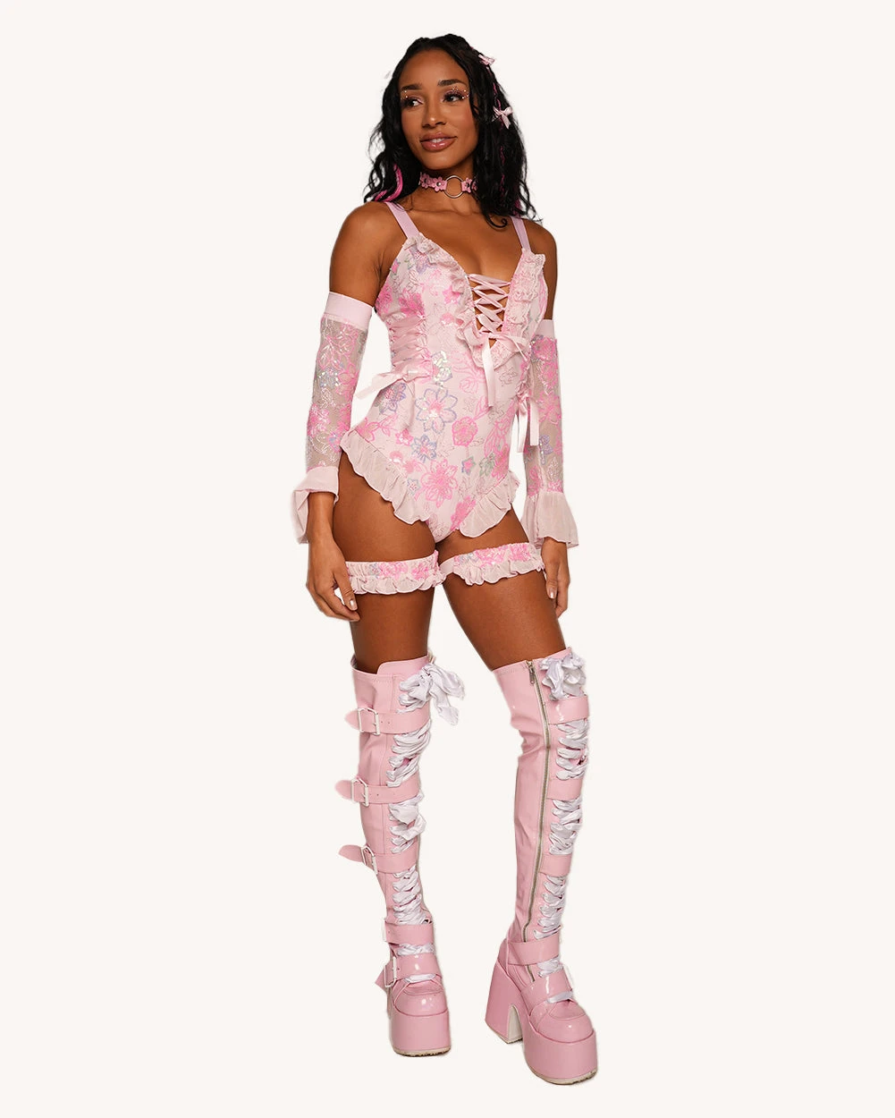 Magical Twinkling Bodysuit With Sleeves And Garter 9 Magical Twinkling Bodysuit With Sleeves And Garter - Image 7