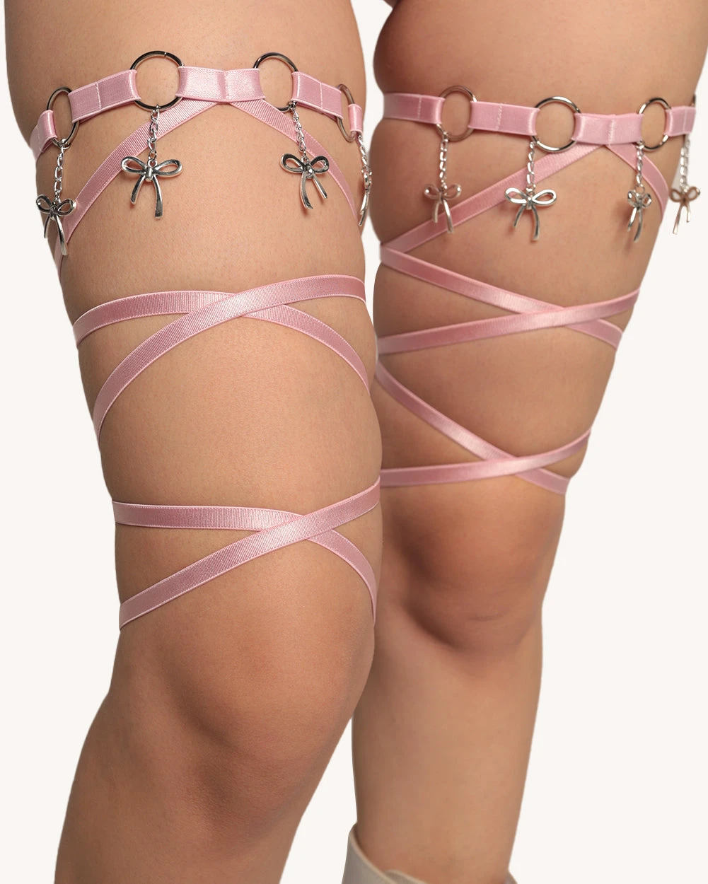 Meet Cute Bow Charm Pair Leg Wraps 3 Meet Cute Bow Charm Pair Leg Wraps