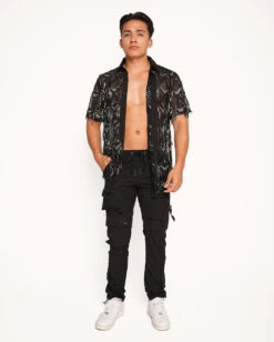 Moonlit Enchantment Button Up Shirt 2.0 7 Moonlit Enchantment Button Up Shirt 2.0 -I Hear Raves Moonlit Enchantment Button Up Black Front