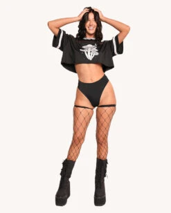 Mushroom Silver Reflective Cropped Football Jersey -I Hear Raves Mushroom Silver Reflective Cropped Football Jersey Full2