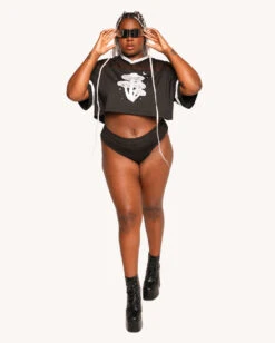 Mushroom Silver Reflective Cropped Football Jersey -I Hear Raves Mushroom Silver Reflective Cropped Football Jersey Reflective C1 Full