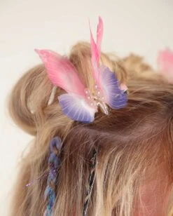 Mystical Wings Butterfly Pair Hair Clips -I Hear Raves Mystical Wings Butterfly Hair Clip Blu Detail 1