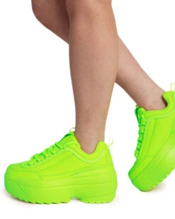 Dynamic Realness Platform Sneakers -I Hear Raves NeonRealnessPlatformSneakers NeonGreen Regular Side Model 7 1
