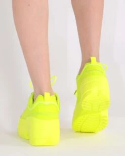 Dynamic Realness Platform Sneakers -I Hear Raves Neon Realness Platform Sneakers NeonYellow Back