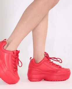 Dynamic Realness Platform Sneakers -I Hear Raves Neon Realness Platform Sneakers Red Side