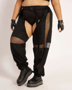 Nocturnal Nature Fishnet Chaps -I Hear Raves Nocturnal Nature Fishnet Chaps C1 Side