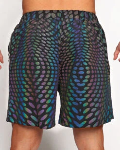 Pixel Perfect Rainbow Reflective Men's Shorts -I Hear Raves Pixel Perfect Rainbow Reflective Men s Shorts Back