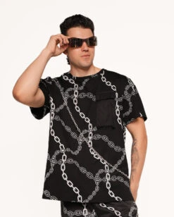 Power Surge Silver Reflective Chain Men's Tee -I Hear Raves Power Surge Silver Reflective Chain Men s Tee Front