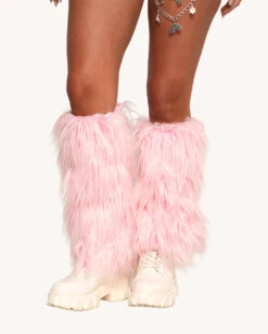 Pretty Privilege Fluffy Leg Warmers -I Hear Raves Pretty Privilege Furry Leg Warmers Pink Front