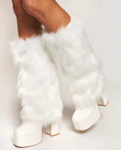 Pretty Privilege Fluffy Leg Warmers -I Hear Raves Pretty Privilege Furry Leg Warmers Side