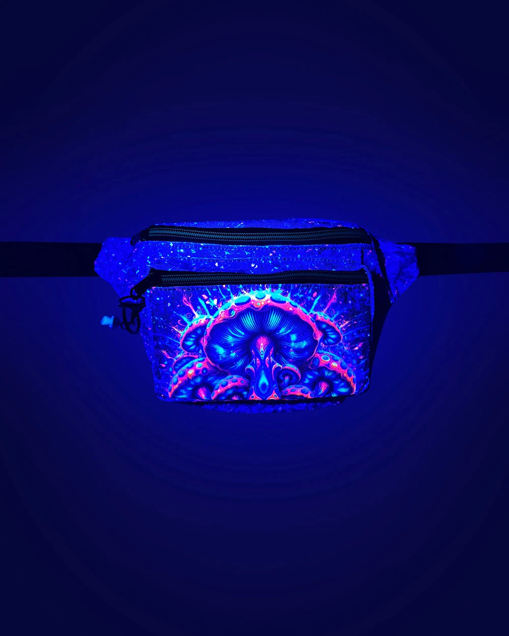 Psychedelic World Mushroom UV Reactive Fanny Pack 4 Psychedelic World Mushroom UV Reactive Fanny Pack - Image 2