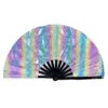 Pure Euphoria White Rainbow Reflective Hand Fan -I Hear Raves PureEuphoriaWhiteRainbowReflectiveHandFanRR
