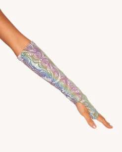 Pure Euphoria White Rainbow Reflective Hood & Sleeve Set -I Hear Raves Pure Euphoria White Rainbow Reflective Hood Sleeve Set Detail