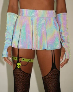Pure Euphoria White Rainbow Reflective Mini Skirt -I Hear Raves Pure Euphoria White Rainbow Reflective Mini Skirt Reflective