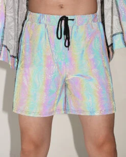 Pure Euphoria White Rainbow Reflective Shorts