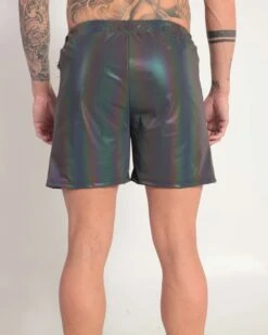 Rainbow Frequency Men's Reflective Shorts -I Hear Raves Rainbow Frequency Men s Reflective Shorts BlkRbw Back af65c867 fd23 435f 8b2e 57c1bc3a7860