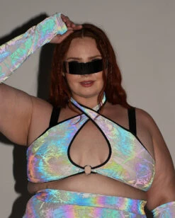 Reckless Reflective Halter Top -I Hear Raves Reckless Reflective Halter Top C1 Front