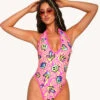 Rolita Couture X IHR Am I Tripping Halter Bodysuit -I Hear Raves Rolita Couture x iHR Am I Tripping Halter Body Front
