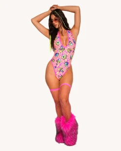 Rolita Couture X IHR Am I Tripping Halter Bodysuit -I Hear Raves Rolita Couture x iHR Am I Tripping Halter Body Full