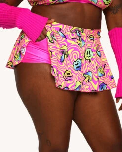 Rolita Couture X IHR Am I Tripping Micro Skort -I Hear Raves Rolita Couture x iHR Am I Tripping Micro Skort C1 Detail
