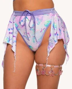 Rolita Couture X IHR Cosmic Chrome Flair Skirt 7 Rolita Couture X IHR Cosmic Chrome Flair Skirt -I Hear Raves Rolita Couture x iHR Cosmic Chrome Flair Skirt Front