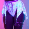 Rolita Couture X IHR Cosmic Chrome Flair Skirt -I Hear Raves Rolita Couture x iHR Cosmic Chrome Flair Skirt UV