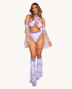 Rolita Couture X IHR Cosmic Chrome Goddess Top -I Hear Raves Rolita Couture x iHR Cosmic Chrome Goddess Top Full