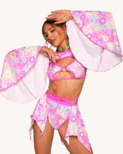 Rolita Couture X IHR Lucid Garden Sassy Fairy Skirt -I Hear Raves Rolita Couture x iHR Lucid Garden Enchanted Shrug Front