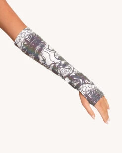 Secret Of Life Mushroom White Reflective Bodysuit With Sleeves -I Hear Raves Secret Life of A Mushroom White Reflective Bodysuit with Sleeves New Detail