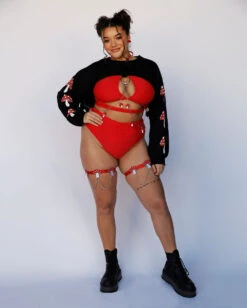 Shroomy Chain Pair Leg Garters -I Hear Raves Shroom Time Ultra Crop Top Black Red White C1 Full 08b5b98b 2b1a 44ee aa1a e3c857e34c9c