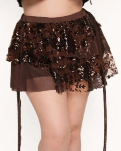 Bohemian Princess Sequin Ruffle Mini Skirt -I Hear Raves Soul of a Gypsy Sequin Ruffle Mini Skirt C1 Front