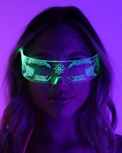 Special Agent LED Glasses 13 Special Agent LED Glasses -I Hear Raves Special Agent LED Glasses Clear SideGreen