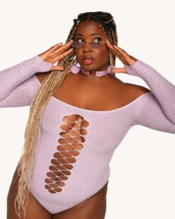 Spotlight Moments Bodysuit - Lavender -I Hear Raves Spotlight Moments Bodysuit Lav Front C1 Front