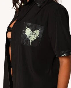 Sunflowerraver X IHR Get Bent Men's Button Up -I Hear Raves Sunflowerraver x iHR Get Bent Men s Button Up Detail2