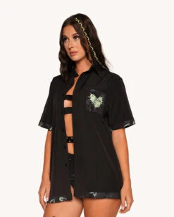 Sunflowerraver X IHR Get Bent Men's Button Up -I Hear Raves Sunflowerraver x iHR Get Bent Men s Button Up Front2