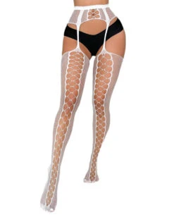 Take Me Suspender Fishnet Thigh Highs -I Hear Raves TakeMeSuspenderThighHighFront