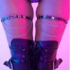 Pixxie Stixx X IHR Techno Techknow Chain Pair Leg Garters -I Hear Raves Techknow Pair Chain Leg Garters Front