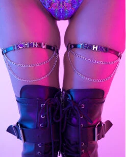 Pixxie Stixx X IHR Techno Techknow Chain Pair Leg Garters