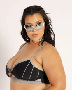 Thunder Shock Reflective Speed Clasp Crop Top -I Hear Raves ThunderShockReflectiveSpeedClaspCropTop C1 Side