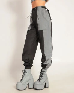 Time 2 Get Lit Reflective Cargo Joggers -I Hear Raves Time 2 Get Lit Reflective Cargo Joggers SIde