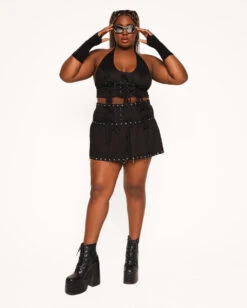 Try To Keep Up Mini Skirt -I Hear Raves Try To Keep Up Halter Top C1 Full