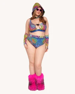 Viper Vision Recycled Fabric Speed Clasp Crop Top -I Hear Raves Viper Vision Recycled Fabric Speed Clasp Crop Top C1 Full 1