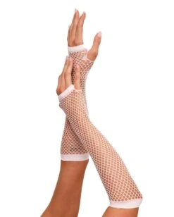 Warped Revelations Fingerless Fishnet Arm Warmers -I Hear Raves Warped Revelations Fingerless Fishnet Gloves White Side
